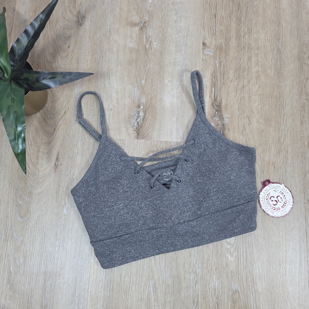 🆕️Khol's So Grey Lace-Up Front Padded Sports Bra